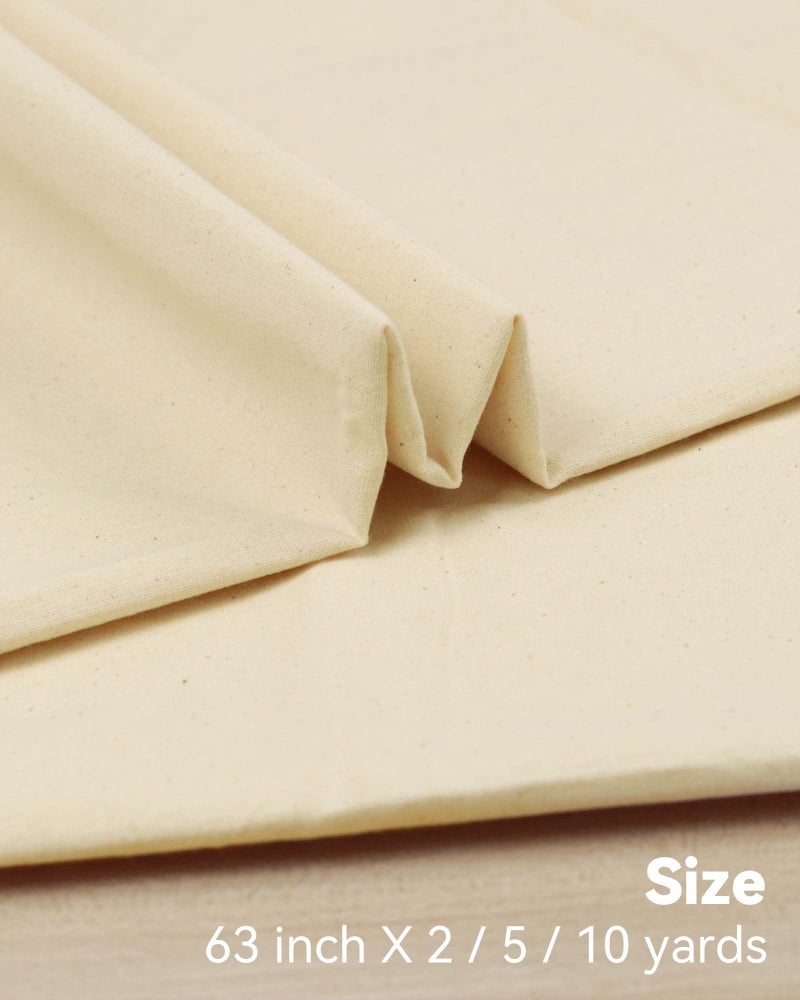 HOTGODEN Medium Weight 100% Cotton Muslin Fabric: 63 inch x 2 Yards Unbleached Muslin Linen Fabric Material for Sewing Material Apparel Cloth - Image 3