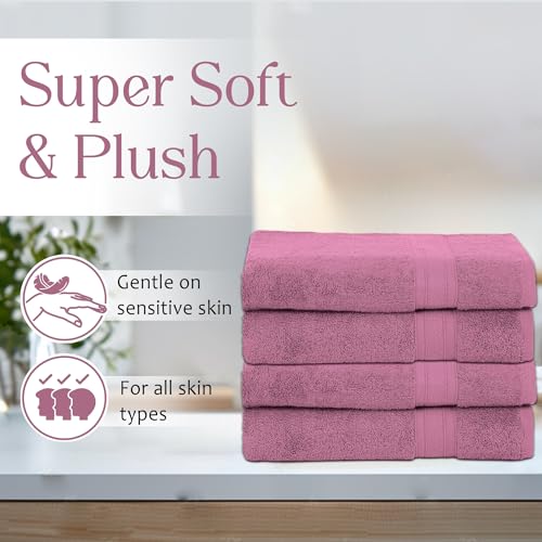 Ambra Linens 500 GSM Highly Absorbent Towel 100% Cotton, Soft and Plush, All Seasons Use, Large, Everyday Use, Durable (4 Pcs - Bath Towels, Lilac) - Image 2