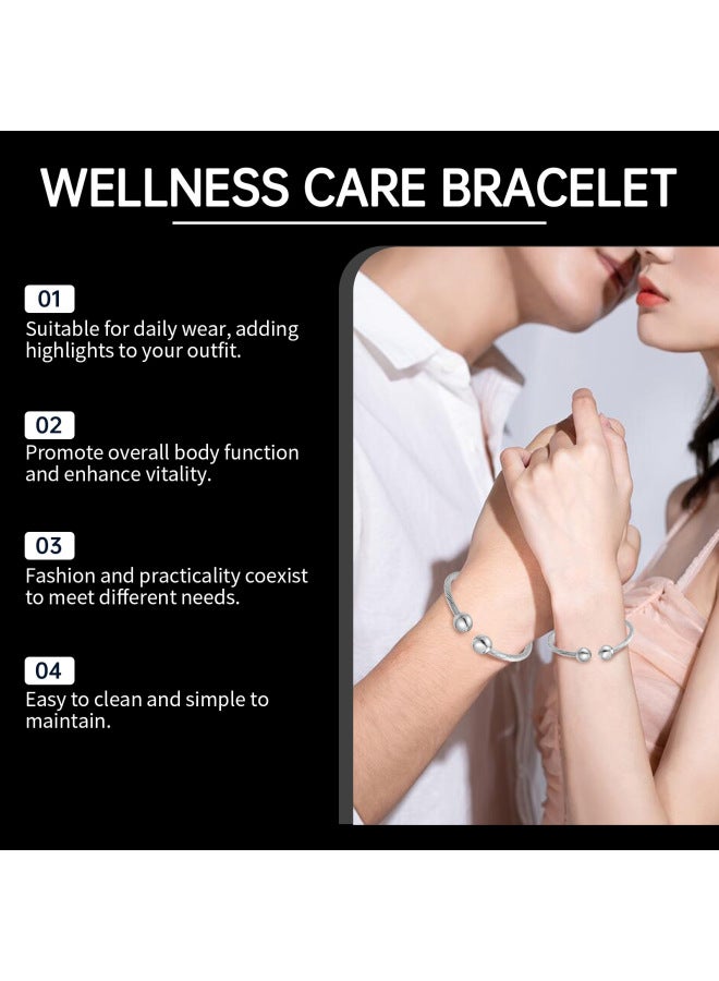 Hoexe Silver Threaded Open Bracelet Body Plaid Care Fashion Elegant Daily Life Wear Bracelet - Image 3