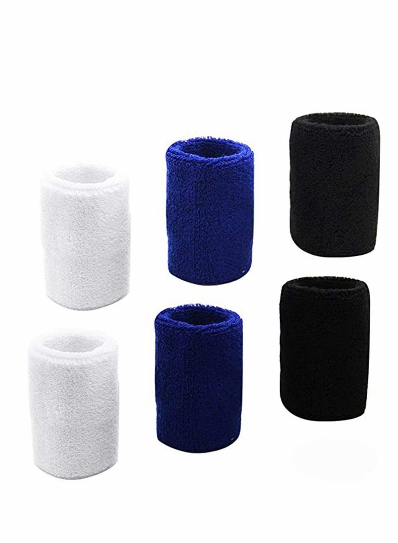 SYOSI Sweat Bands Men Women Wrist 6pcs Wristbands Sweatbands Absorbent for Gym Sports Tennis Running - Image 1
