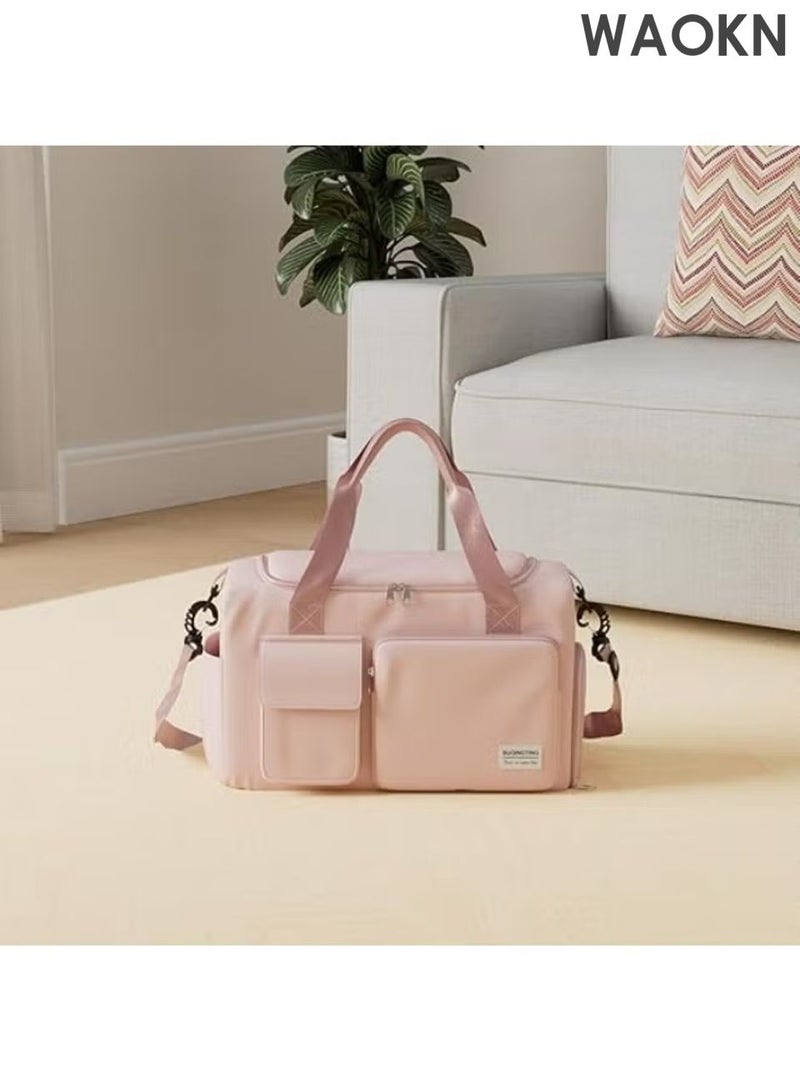 WAOKN Large Capacity Travel Duffle Bag, Sports Gym Bag Sports Gym Bag, with Shoes Compartment & Wet Pocket Sports Gym Bag, for Men & Women Multi-Occasion Application of Sports Bag ,Handheld multifunctional fitness bag,(pink). - Image 3