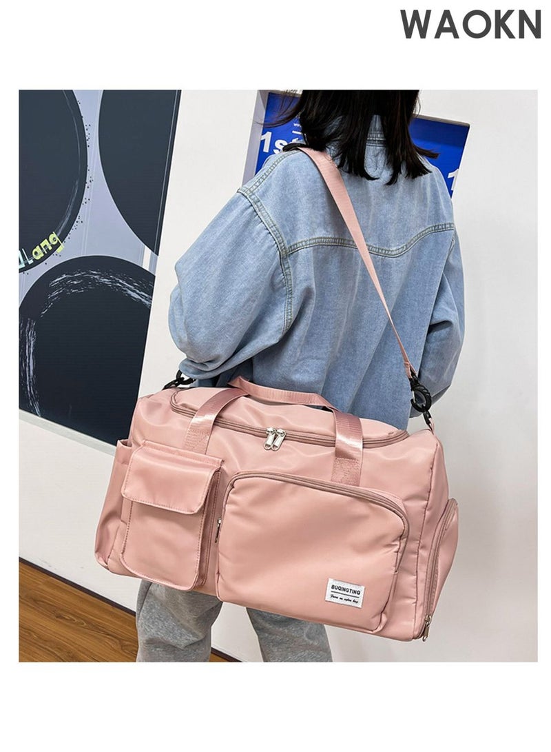 WAOKN Large Capacity Travel Duffle Bag, Sports Gym Bag Sports Gym Bag, with Shoes Compartment & Wet Pocket Sports Gym Bag, for Men & Women Multi-Occasion Application of Sports Bag ,Handheld multifunctional fitness bag,(pink). - Image 5