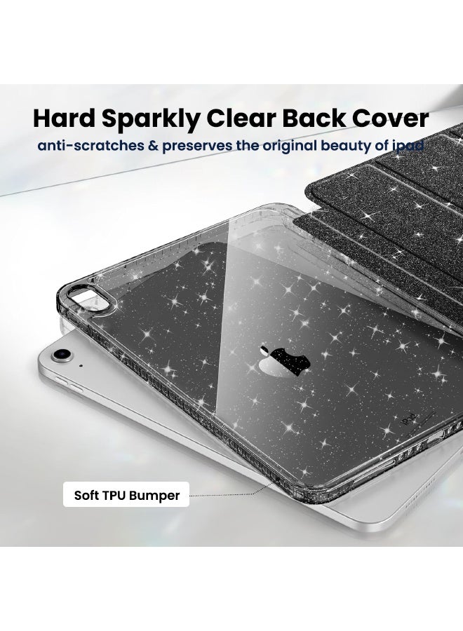 SPFYEAH Slim Case for iPad (A16) 11th Generation 11 inch (2025) / iPad 10th Generation 10.9 inch (2022), with Trifold Stand Pencil Holder, Auto Wake Sleep, Smart Magnetic Cover Glittering Sparkly Shiny Clear Back Shockproof Case, Black - Image 3
