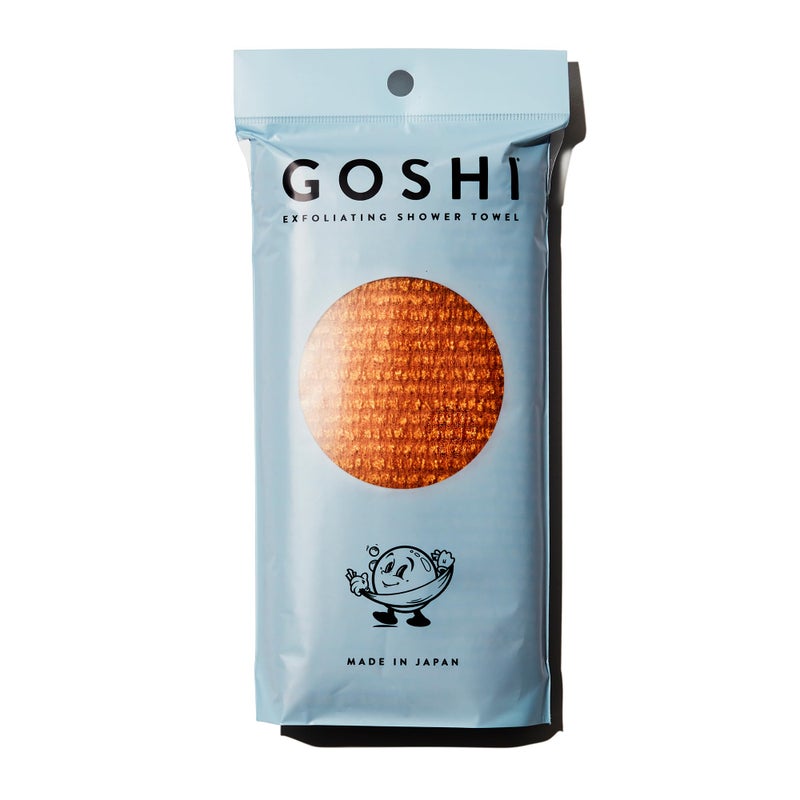 GOSHI Exfoliating Shower Towel  RipResistant Exfoliating Washcloth for All Skin Types  Marigold Yellow  Made in Japan