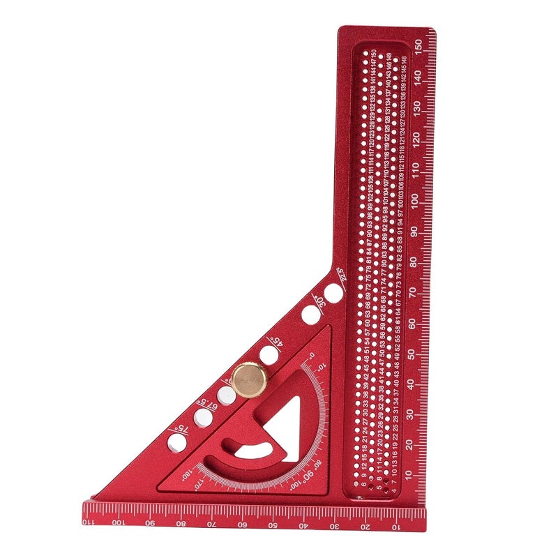 Eujgoov 0-180 Degree 3D Multi Angle Measuring Ruler, Aluminum Alloy Woodworking Square Protractor with Anodized Finish, for Engineer Carpenters Decorators (Pure Red) - Image 2