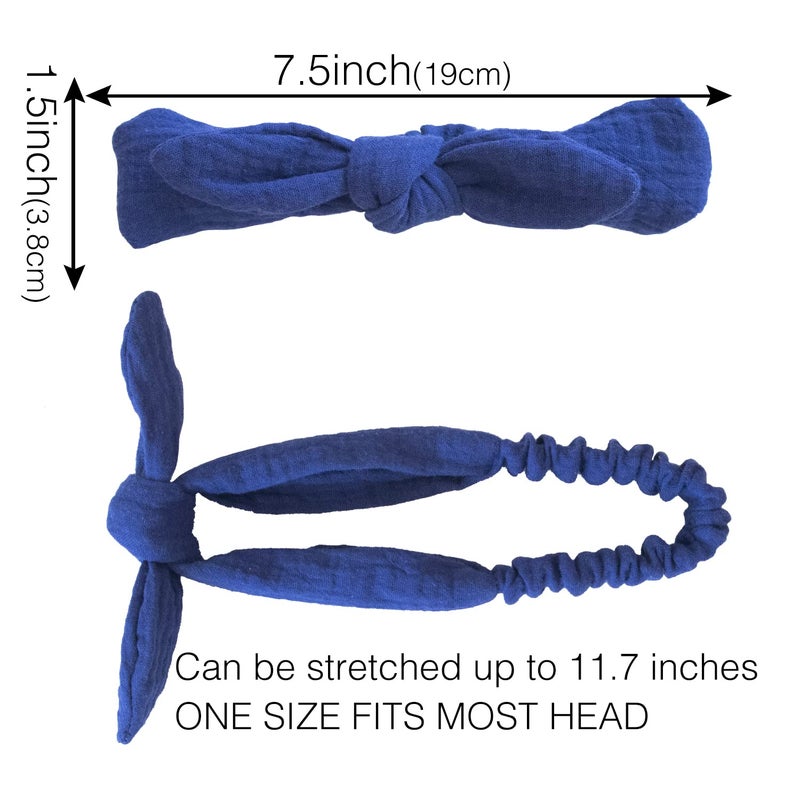 XIMA Headbands for Girls, 8pcs Cotton Rabbit Ears Hairbands for Toddlers Teens Children, Removable Rabbit Ear Bows Kids Hair Accessories - Image 2