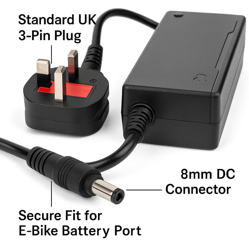 FUKUKAWA® 36V 2A E-Bike & Scooter Charger | 220V 50Hz 95W Max DC 42V Output | Lithium Battery Smart Fast Charger with UK Plug | Safe, Durable, Compact Design - Image 3