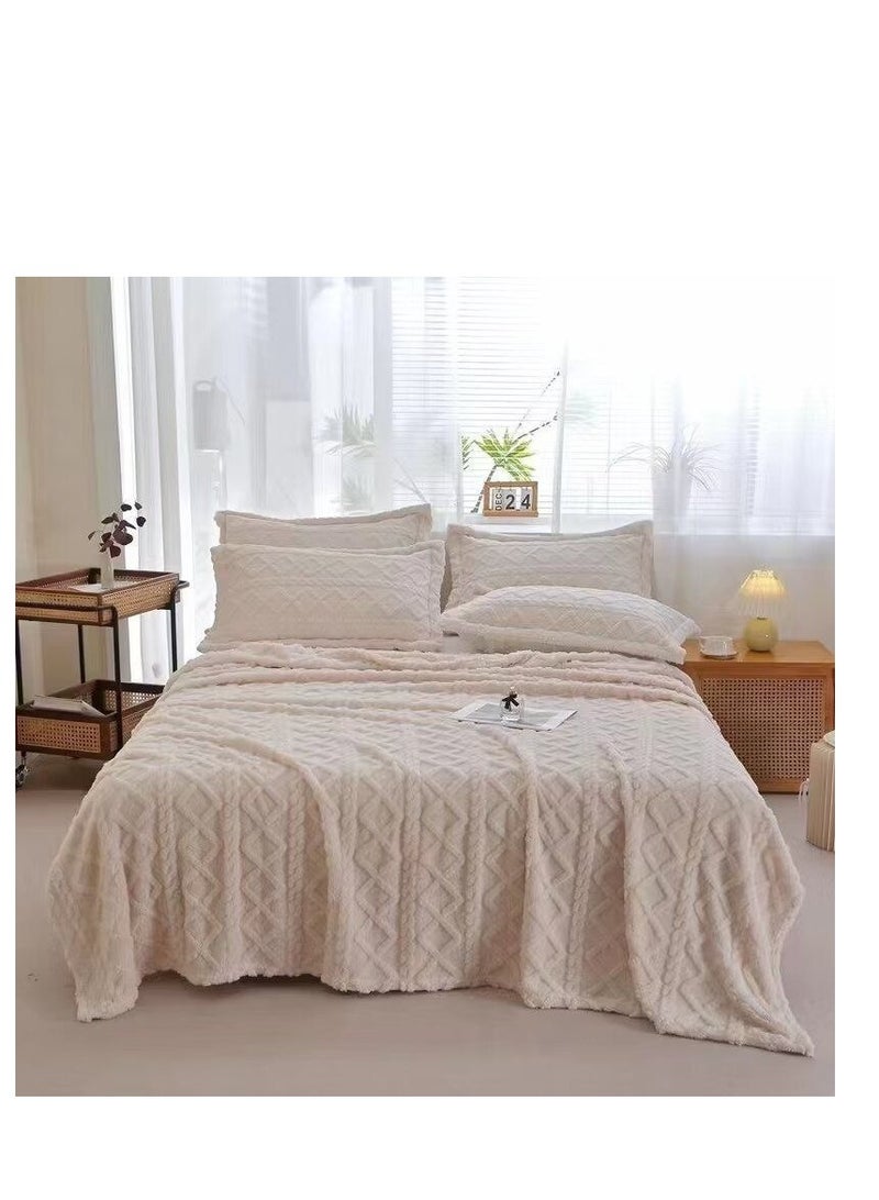 BAIG 3-Piece Luxury Plush Bedding Set – 1 Ultra-Soft Blanket (200×230cm) & 2 Matching Pillow Covers 50X75cm, Geometric Textured Design  - Image 1