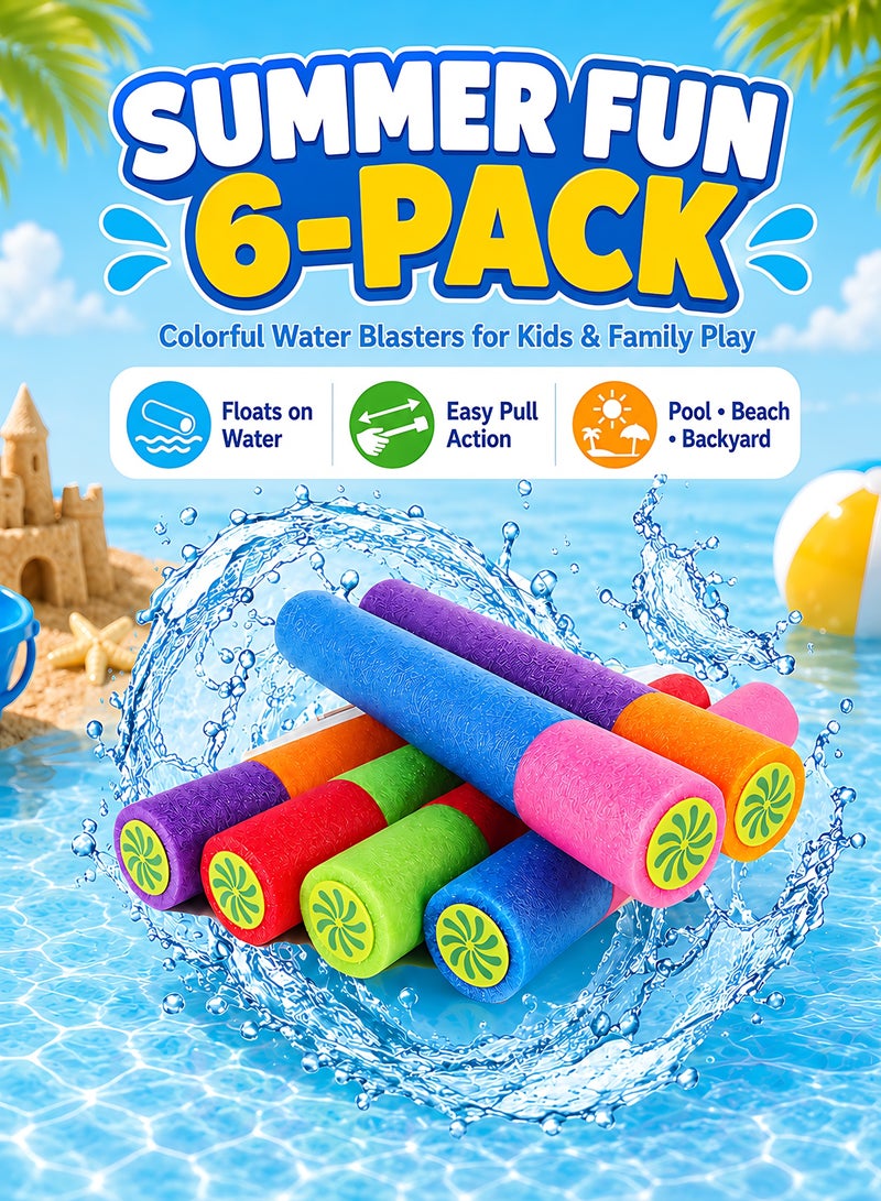 Chillspace 6 Pcs Water Guns Toys, Water Blaster Set Super Soaker Blaster Squirt Guns, Bulk Summer Outdoor Swimming Pool, Backyard, Beach Water Game Toys - Image 1