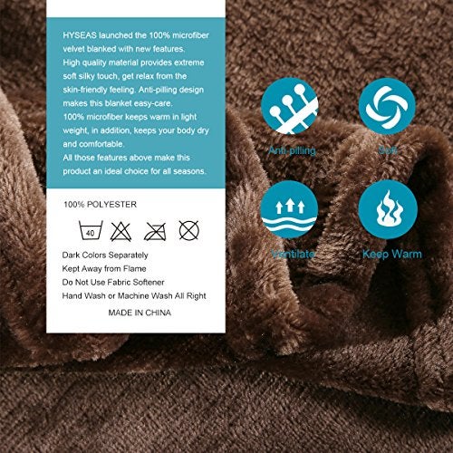 HYSEAS Flannel Fleece Throw Blanket Chocolate - Super Soft Plush Microfiber Solid Blanket for Couch, Bed, Chair, Sofa - Fuzzy Cozy Lightweight - 50x60 Inch - Image 5