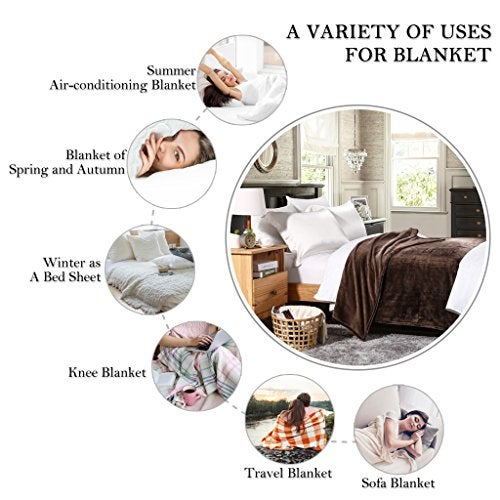 HYSEAS Flannel Fleece Throw Blanket Chocolate - Super Soft Plush Microfiber Solid Blanket for Couch, Bed, Chair, Sofa - Fuzzy Cozy Lightweight - 50x60 Inch - Image 3