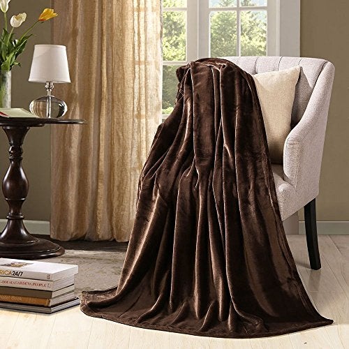 HYSEAS Flannel Fleece Throw Blanket Chocolate - Super Soft Plush Microfiber Solid Blanket for Couch, Bed, Chair, Sofa - Fuzzy Cozy Lightweight - 50x60 Inch - Image 2