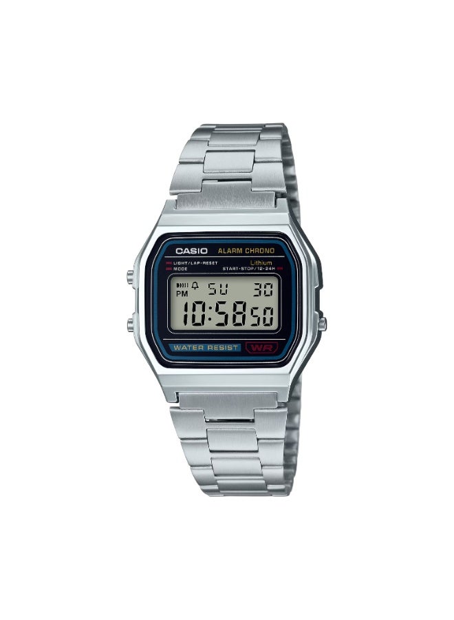 Casio A158WA‑1DF Unisex Digital Watch – Stainless Steel Silver, Alarm & Stopwatch, 7‑Year Battery - Image 1