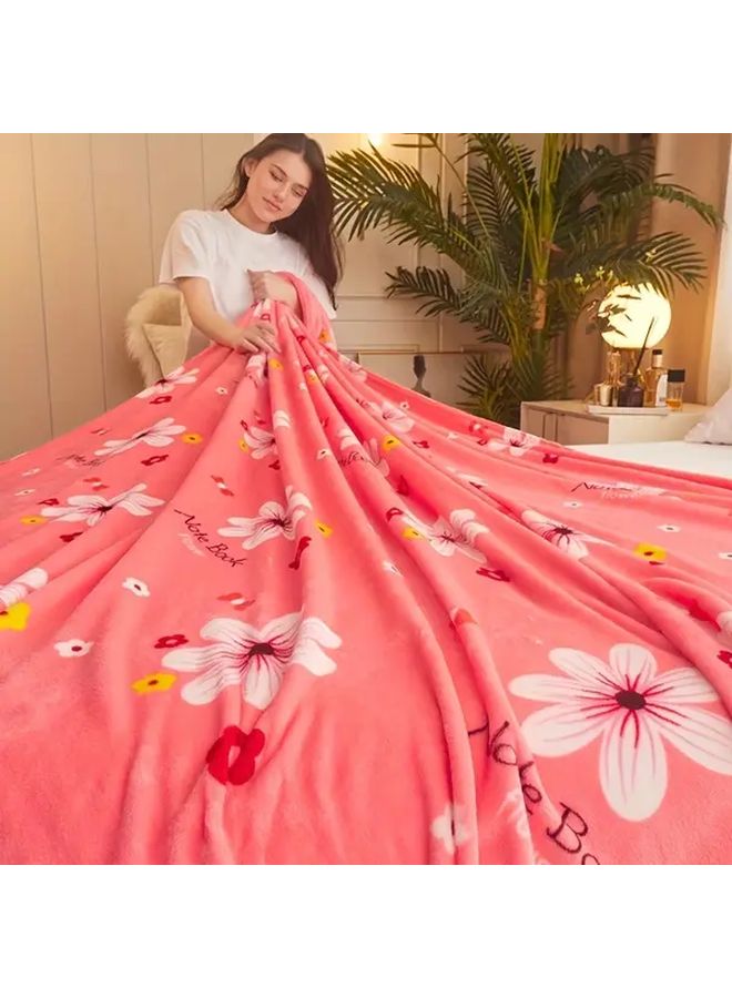 Textured Dial Floral Pattern Flannel Blanket 78 74x90 55 Inch All Season Multi Occasion Cover - Image 2