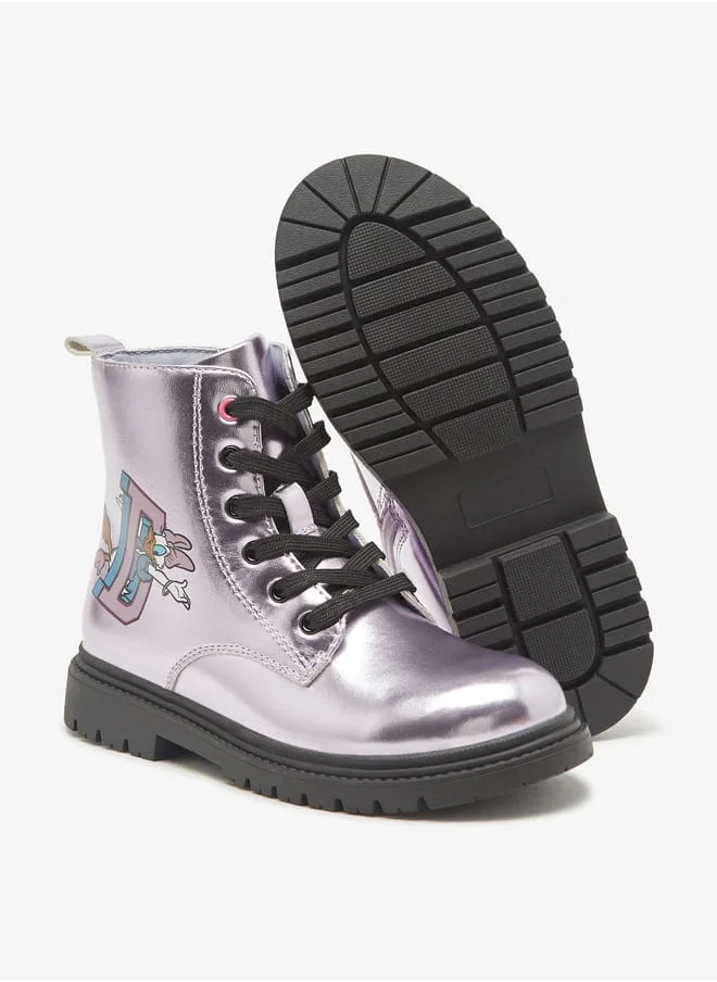 Disney Daisy Duck Print Ankle Boots with Lace-Up Closure