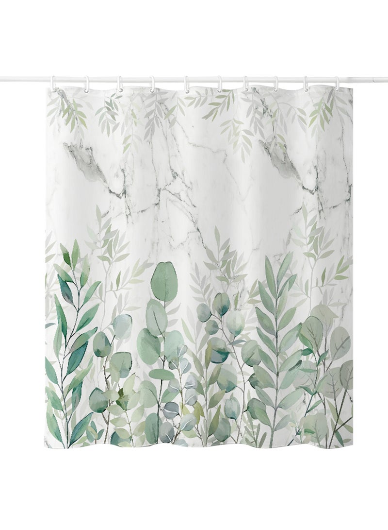 Polyester Shower Curtain 180x200 cm, Mildew-Resistant, Machine Washable with 12 Hooks for Easy Installation - Image 1