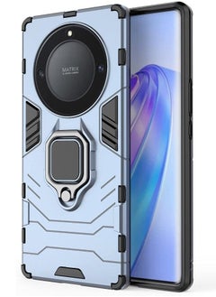 حافظة Honor X9A/حافظة Honor Magic5 Lite، حامل حلقي مدمج يدور 360¬∞، اختبار مقاوم للصدمات من الدرجة العسكرية، حافظة واقية شديدة التحمل مقاومة للصدمات لهاتف Honor X9A/Magic5 Lite (أزرق)