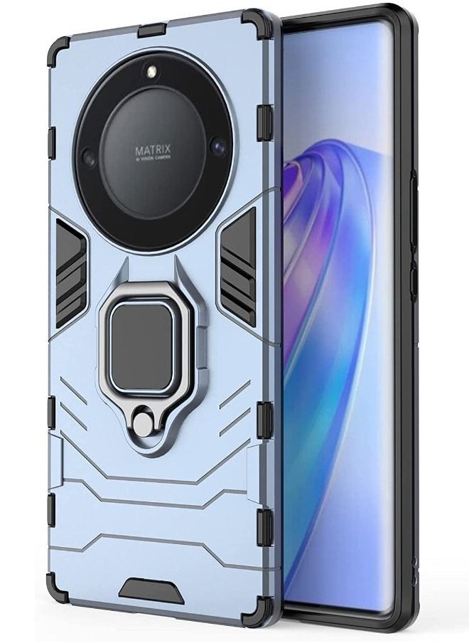 RUGGED SHIELD - حافظة Honor X9A/حافظة Honor Magic5 Lite، حامل حلقي مدمج يدور 360¬∞، اختبار مقاوم للصدمات من الدرجة العسكرية، حافظة واقية شديدة التحمل مقاومة للصدمات لهاتف Honor X9A/Magic5 Lite (أزرق) - Image 1