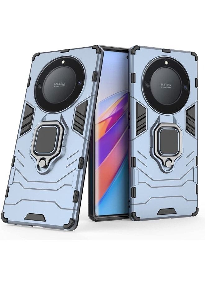 RUGGED SHIELD - حافظة Honor X9A/حافظة Honor Magic5 Lite، حامل حلقي مدمج يدور 360¬∞، اختبار مقاوم للصدمات من الدرجة العسكرية، حافظة واقية شديدة التحمل مقاومة للصدمات لهاتف Honor X9A/Magic5 Lite (أزرق) - Image 1