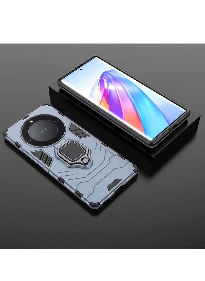 RUGGED SHIELD - حافظة Honor X9A/حافظة Honor Magic5 Lite، حامل حلقي مدمج يدور 360¬∞، اختبار مقاوم للصدمات من الدرجة العسكرية، حافظة واقية شديدة التحمل مقاومة للصدمات لهاتف Honor X9A/Magic5 Lite (أزرق) - Image 1