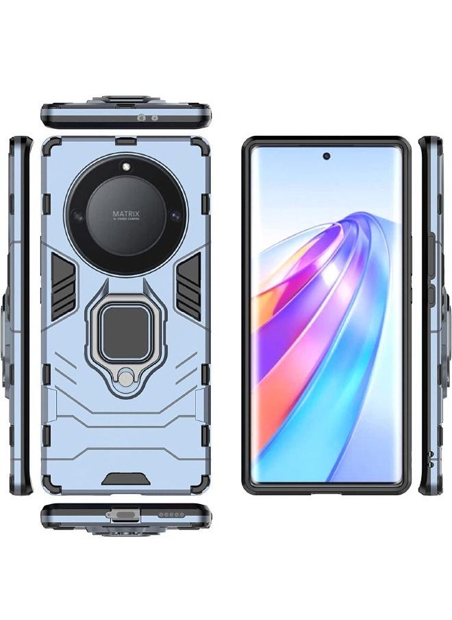 RUGGED SHIELD - حافظة Honor X9A/حافظة Honor Magic5 Lite، حامل حلقي مدمج يدور 360¬∞، اختبار مقاوم للصدمات من الدرجة العسكرية، حافظة واقية شديدة التحمل مقاومة للصدمات لهاتف Honor X9A/Magic5 Lite (أزرق) - Image 1