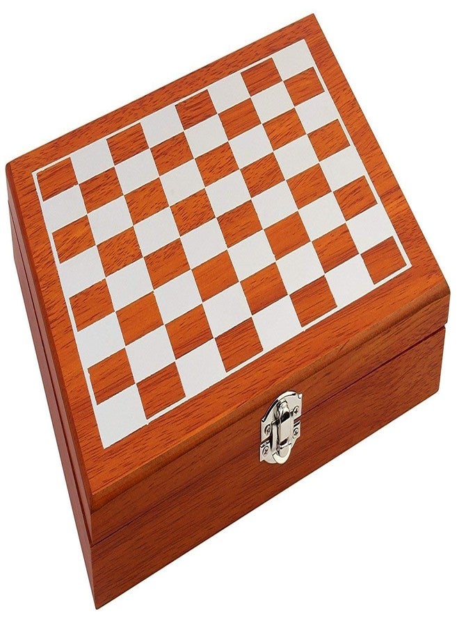 VENIVA Stainless Steel Wooden Chess 8 oz Leather Hip Flask Set with Funnel and 4 Cups,9.4-inch (Brown) - Image 5