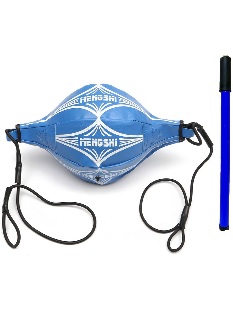 Mengshi PU Leather Double End Boxing Training Speed Ball with Ropes and Pump, Blue  - Image 1