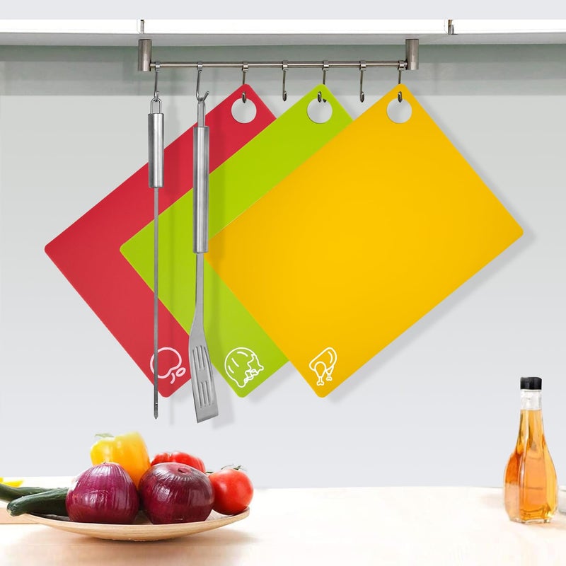 GoodLuck 5 Pieces Flexible Cutting Boards with Hanging Hole, BPA Free Plastic Cutting Boards for Kitchen, Non Slip Cutting Mat for Meat and Vegetables - Image 5