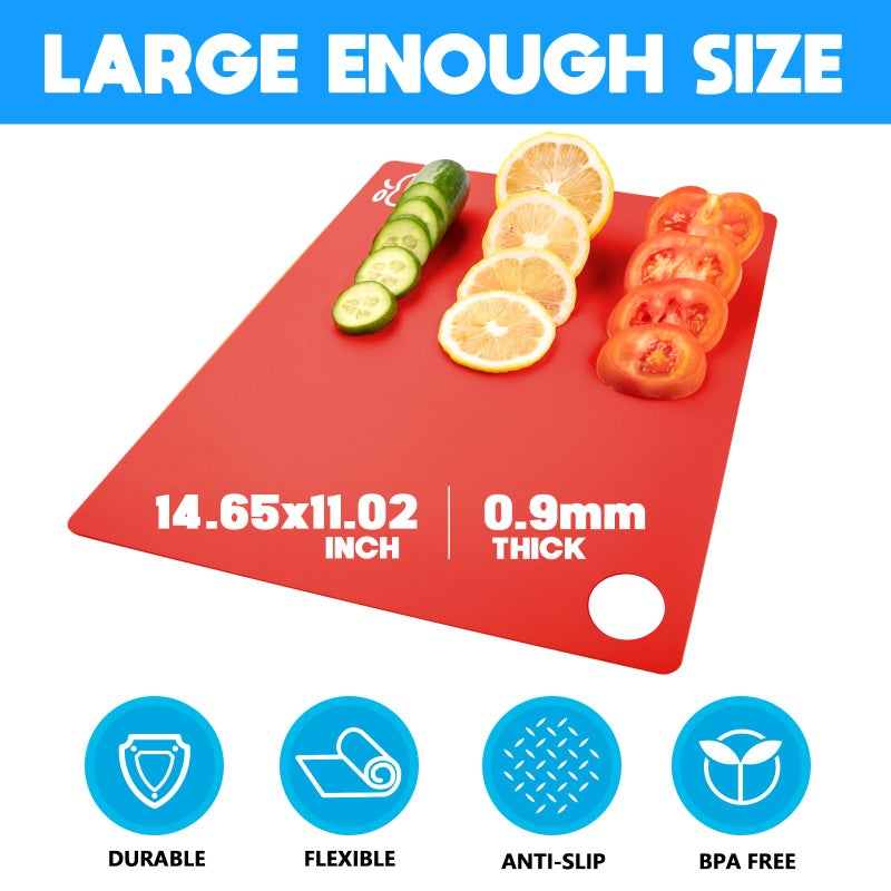 GoodLuck 5 Pieces Flexible Cutting Boards with Hanging Hole, BPA Free Plastic Cutting Boards for Kitchen, Non Slip Cutting Mat for Meat and Vegetables - Image 2