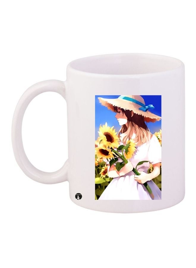 Printed Coffee Mug White/Blue/Yellow 11ounce