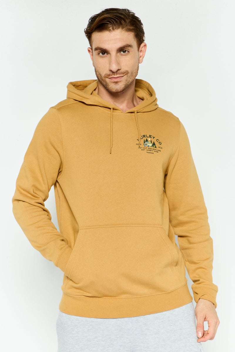 Hurley Men Hooded Long Sleeve Printed Sweatshirt, Papaya - Image 1