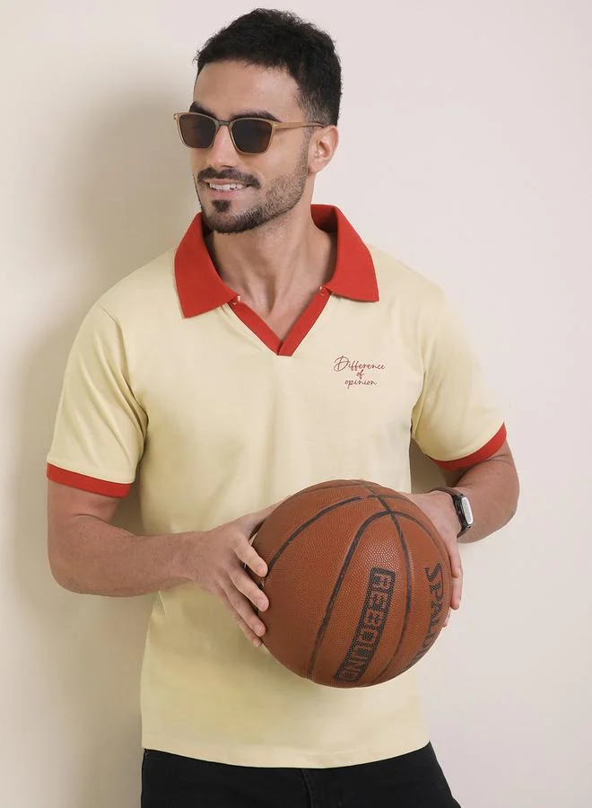 ديفيرينس أوف أوبينيون تيشيرت بولو مطبع بقصة مريحة للرجال