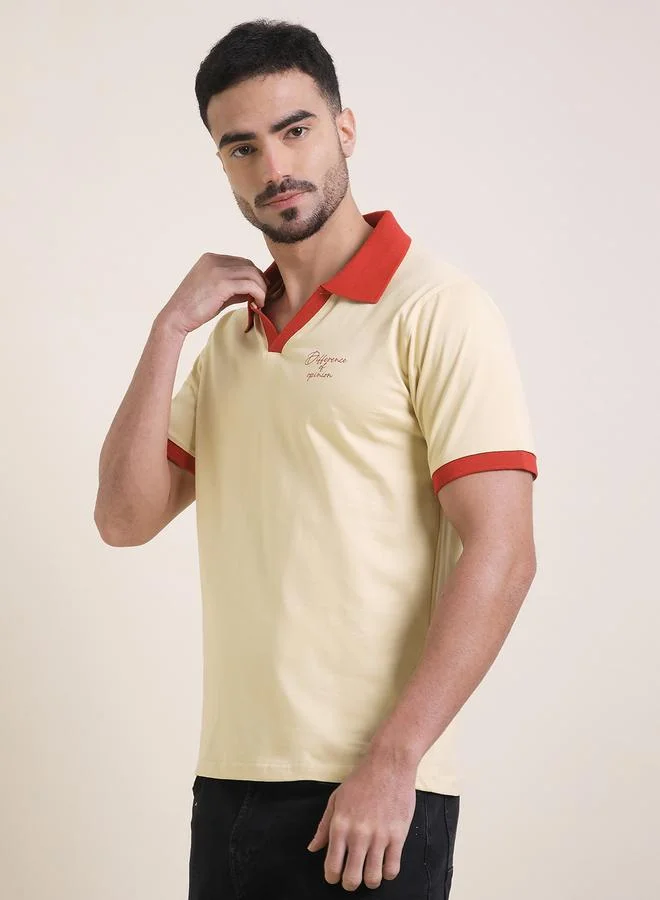 ديفيرينس أوف أوبينيون تيشيرت بولو مطبع بقصة مريحة للرجال