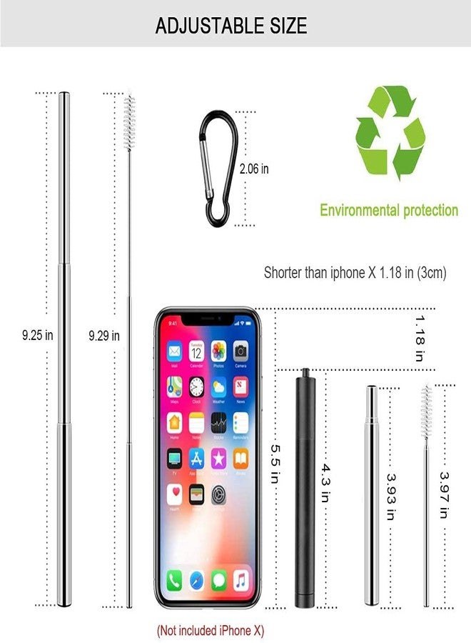 ANAB GI ANABGI Portable Reusable Drinking Straws with case| Collapsible & Foldable Telescopic Stainless Steel Metal Straw Dispenser | Long Cleaning Brush | Travel case Rose Gold with Hook- Pack of 1 Pcs - Image 5