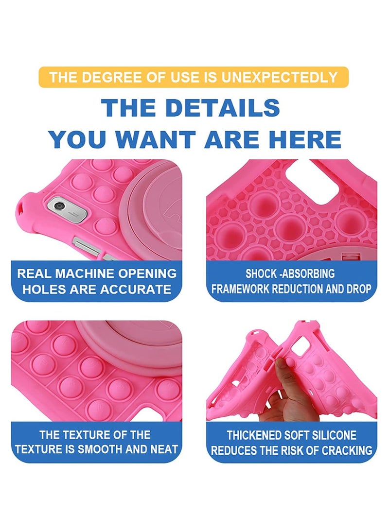 Silicone Case Compatible with 9 Lenovo Tab M9 2023, with 【360 Rotating Stand】 【Shoulder Strap】 【Stylus】【Pencil Holder】 Silicone Case for for 9.0 Lenovo Tab M9 (TB-310FU), Pink - Image 3