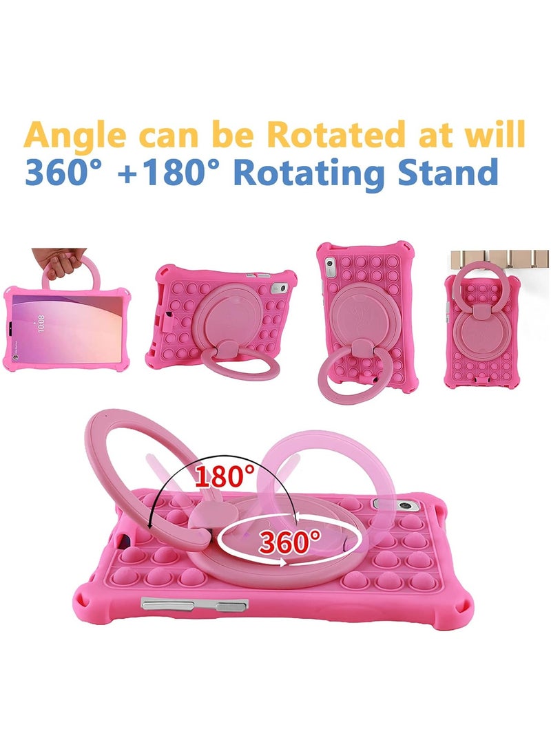 Silicone Case Compatible with 9 Lenovo Tab M9 2023, with 【360 Rotating Stand】 【Shoulder Strap】 【Stylus】【Pencil Holder】 Silicone Case for for 9.0 Lenovo Tab M9 (TB-310FU), Pink - Image 4