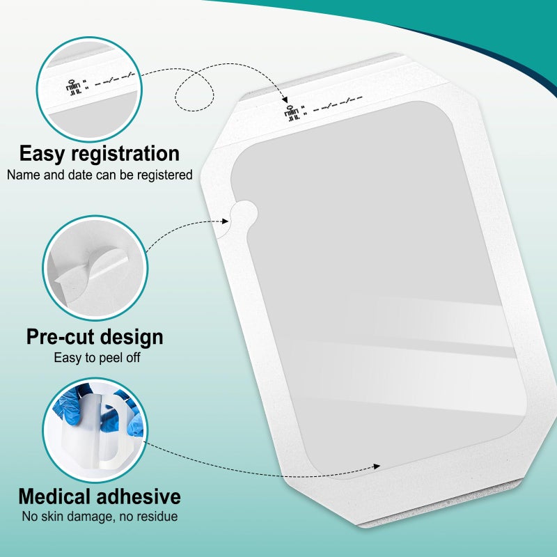 YHOVID 30 Packs Transparent Film Dressing 6'' x 8'' - Waterproof Bandages for Swimming, Showering, Wounds, Post Surgical Shower or IV Shield, Tattoo Aftercare Bandage, Scar Therapy, Adhesive Patches - Image 3
