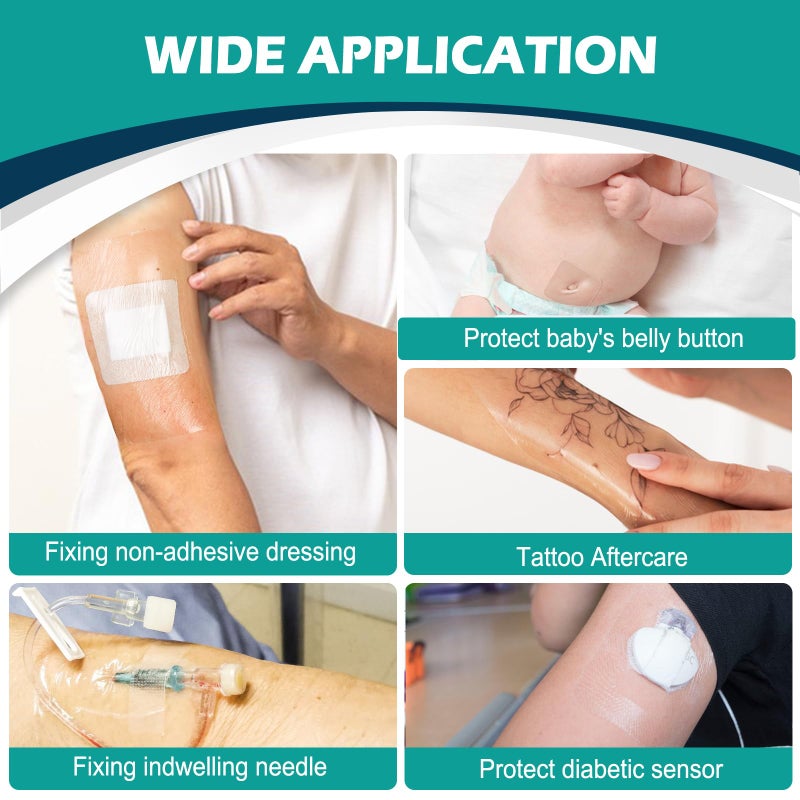YHOVID 30 Packs Transparent Film Dressing 6'' x 8'' - Waterproof Bandages for Swimming, Showering, Wounds, Post Surgical Shower or IV Shield, Tattoo Aftercare Bandage, Scar Therapy, Adhesive Patches - Image 4
