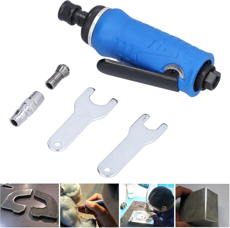 Pneumatic Grinder, Air Die Grinder with Right - Angle Zinc Alloy Body, Lightweight Shock Absorbing Industrial Hand Held Tool for Tight Spaces, 22000rpm with 3mm/6mm Chuck - Image 3