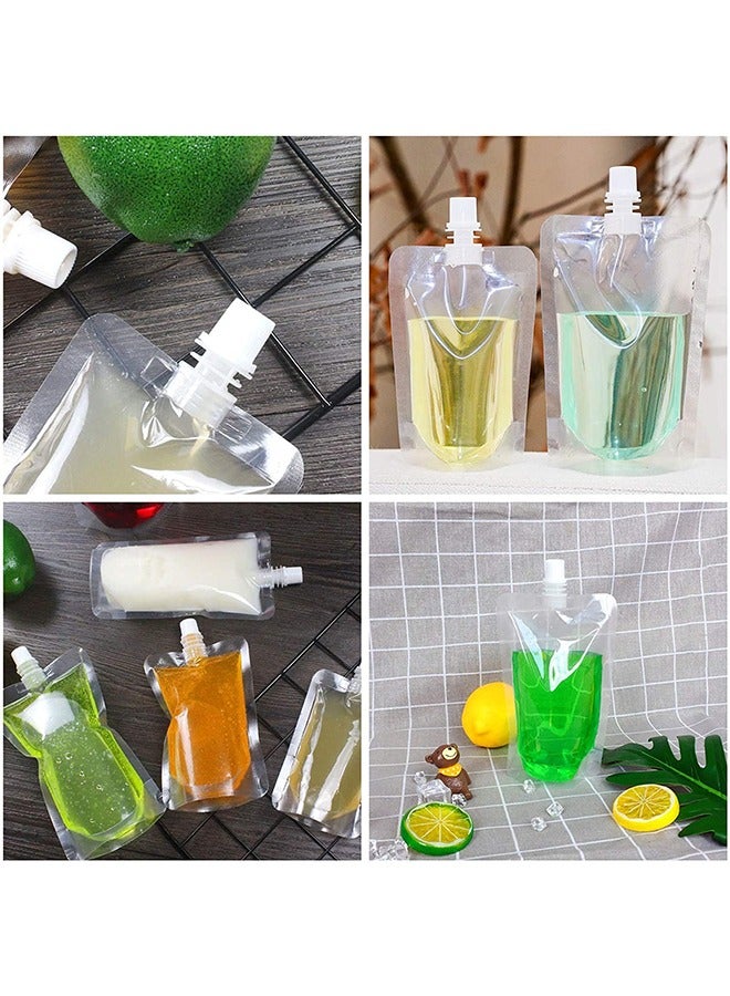 50-Piece Reusable Plastic Packaging Bags with 25 Funnel Transparent Spout Pouch For Beverages Like Juice, Shake, Tea, Coffee, Liquor Etc. | Liquid Storage Bag | Size: 500 Ml - Image 5