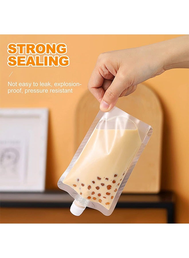 50-Piece Reusable Plastic Packaging Bags with 25 Funnel Transparent Spout Pouch For Beverages Like Juice, Shake, Tea, Coffee, Liquor Etc. | Liquid Storage Bag | Size: 500 Ml - Image 4