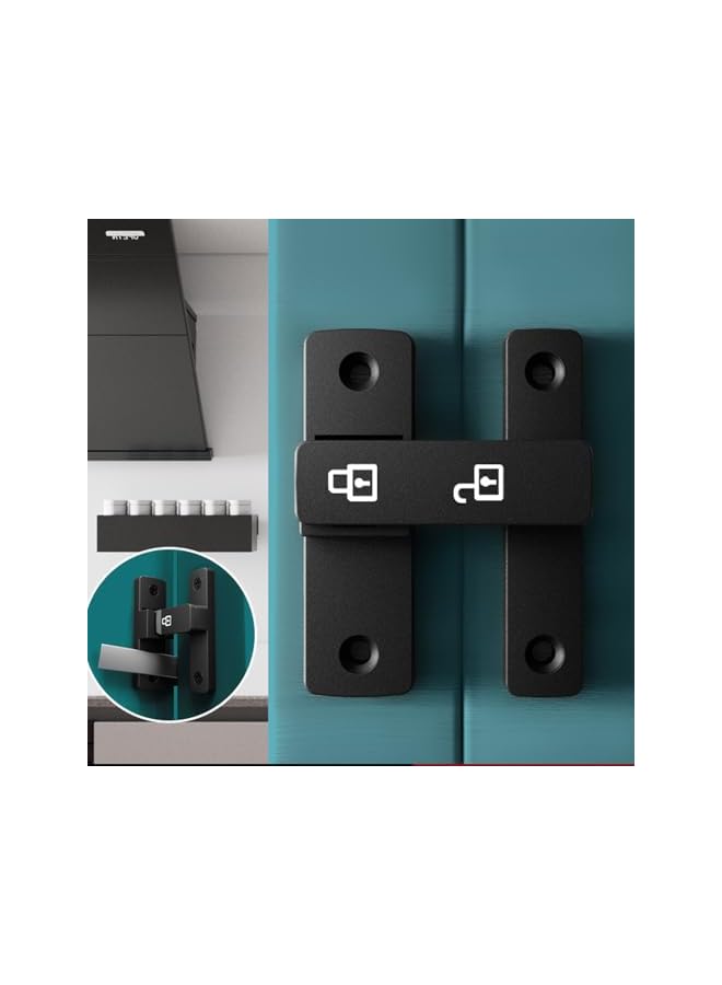 promass Heavy-Duty Flip Latch Lock 90/180 Degree Sliding/Swinging Door Lock, Easy Installation Keyless Entry Zinc Alloy Matte Black Ideal for Sliding Doors Bathroom Kitchen Cabinet Pet Safety - Image 2