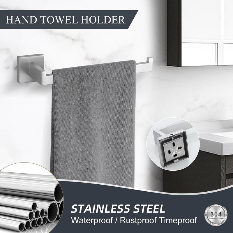 TURS 5-Piece Bathroom Hardware Set Brushed Nickel Towel Bar Set Bath Towel Holder Sets Hand Towel Holder 2 Towel Hooks, SUS 304 Stainless Steel, Q7BR-P5 - Image 5