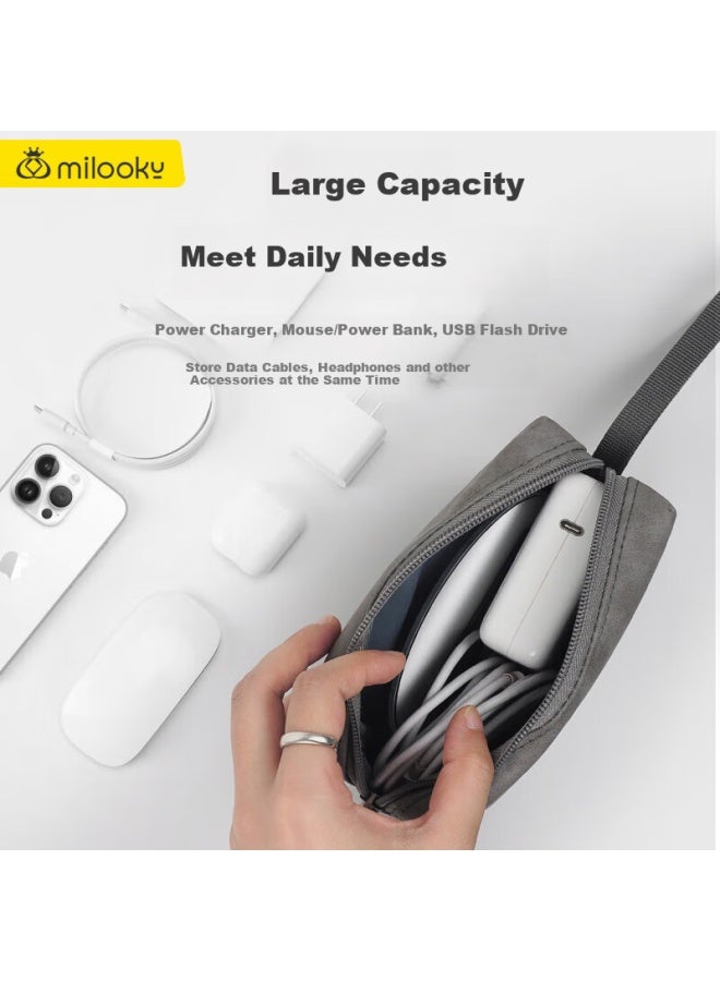 Milooky Computer Power Cord, Mouse Protective Case, Portable Makeup Bag, Large Capacity, Multifunctional Handheld Travel Storage Bag - Image 2