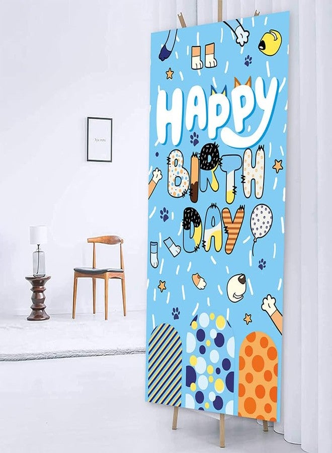 BOBORAT Blue Dog Happy Birthday Door Banner, Party Decoration Poster, 70.8 x 35.4 inches, Blue - Image 3