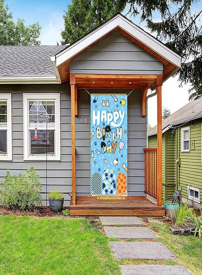 BOBORAT Blue Dog Happy Birthday Door Banner, Party Decoration Poster, 70.8 x 35.4 inches, Blue - Image 4
