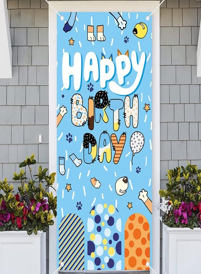 BOBORAT Blue Dog Happy Birthday Door Banner, Party Decoration Poster, 70.8 x 35.4 inches, Blue - Image 5