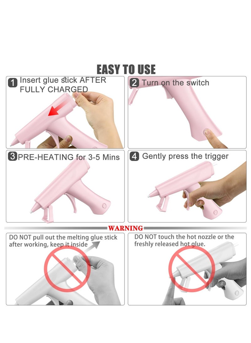 Excefore Glue Gun, Hot Glue Gun Kit Cordless & Rechargeable with 30PCS Glue Sticks, Glue Gun and Sticks Set 10 Mins Smart Power-Off Mini Glue Gun for Crafts School DIY Projects Quick Repairs, Pink  - Image 5