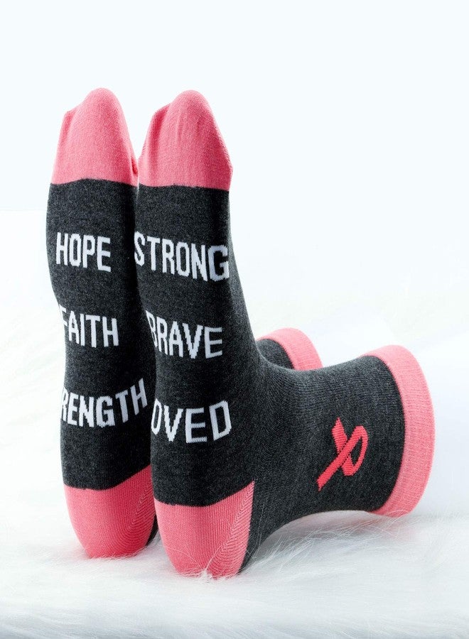 MBMSO Beat Cancer Socks 2 Pairs Breast Cancer Awareness Sock Chemo Patient Gift - Image 3