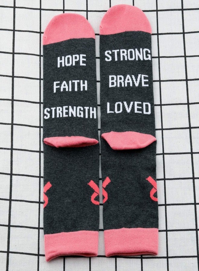 MBMSO Beat Cancer Socks 2 Pairs Breast Cancer Awareness Sock Chemo Patient Gift - Image 2